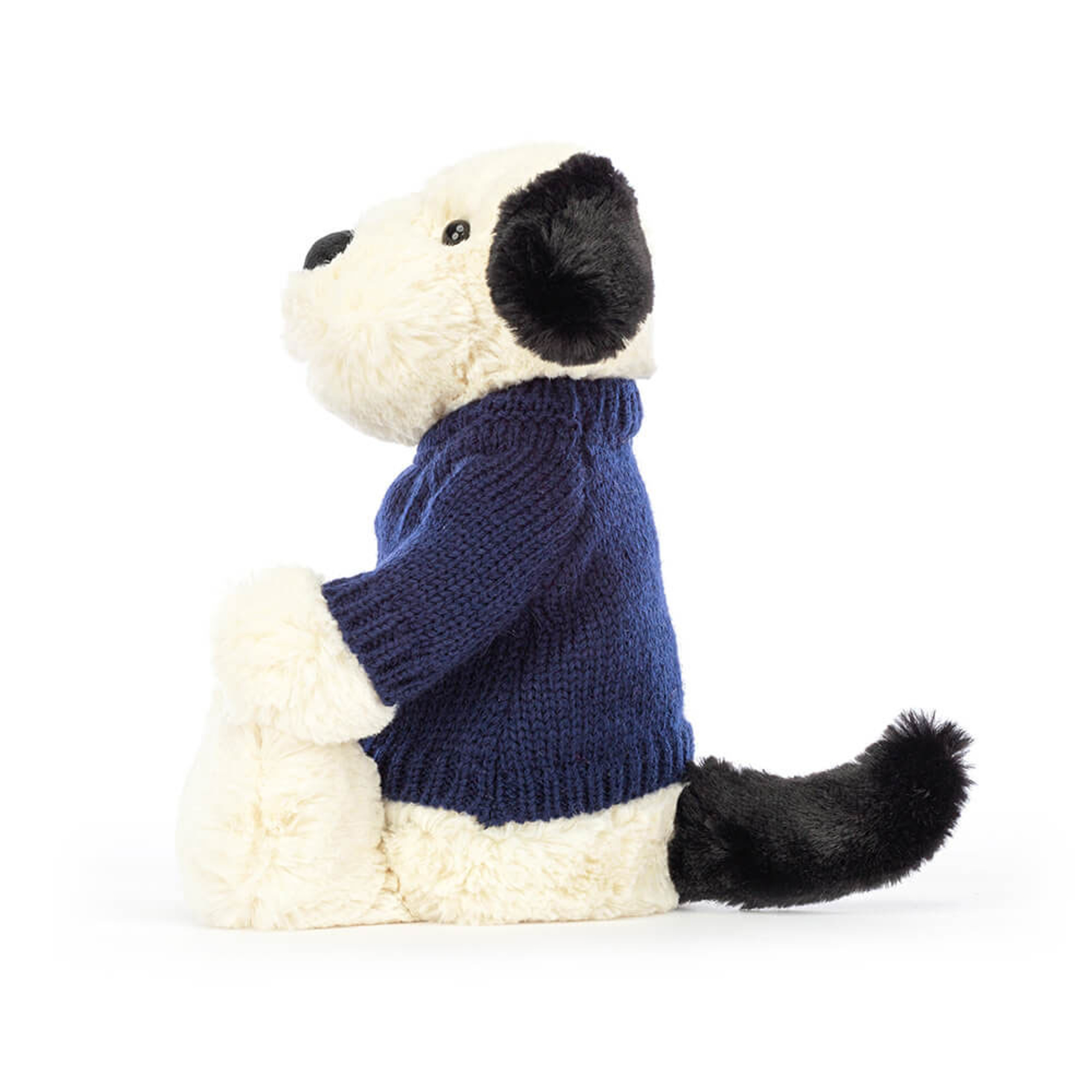 Bashful Black & Cream Puppy with Personalized Navy Jumper - Image 3