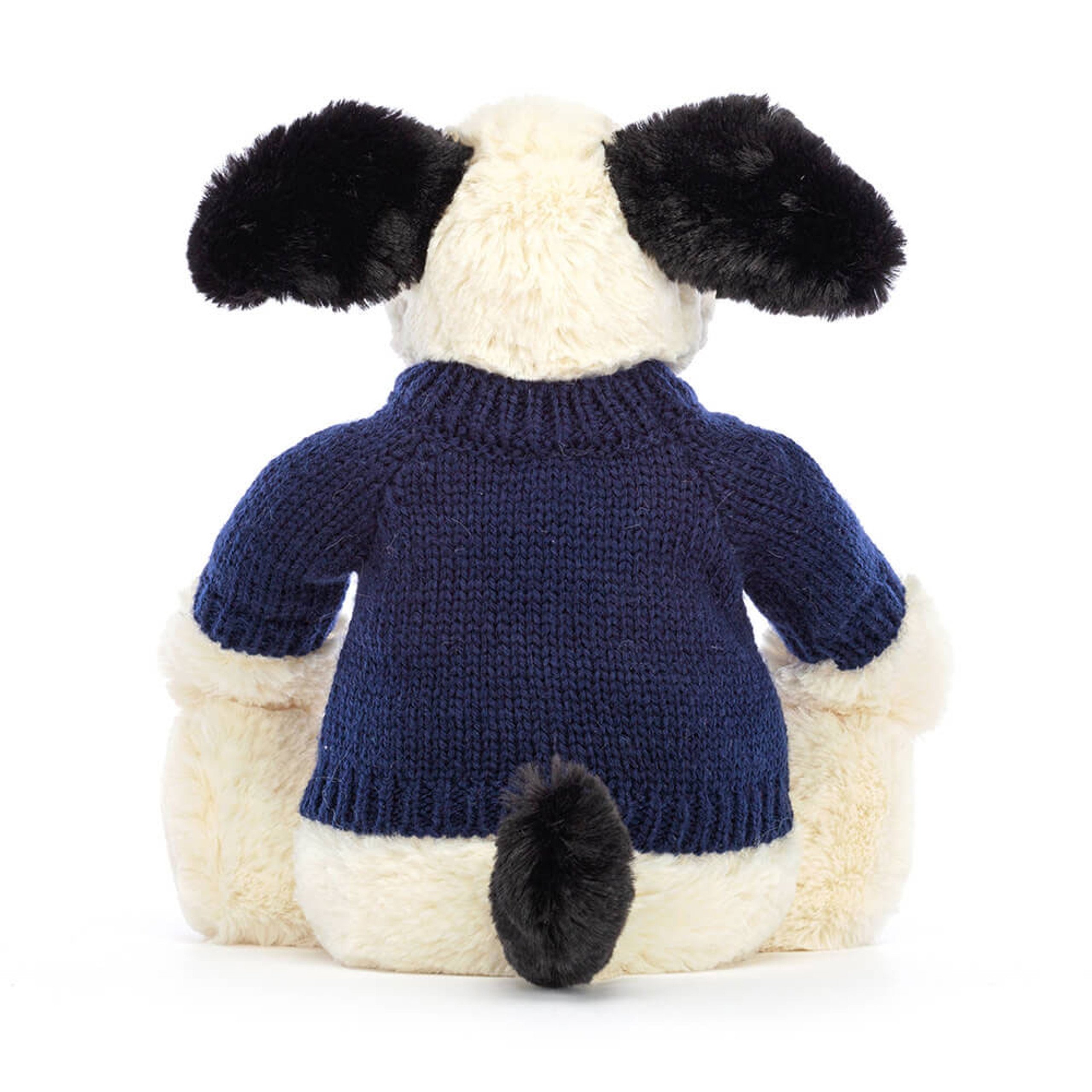 Bashful Black & Cream Puppy with Personalized Navy Jumper - Image 4